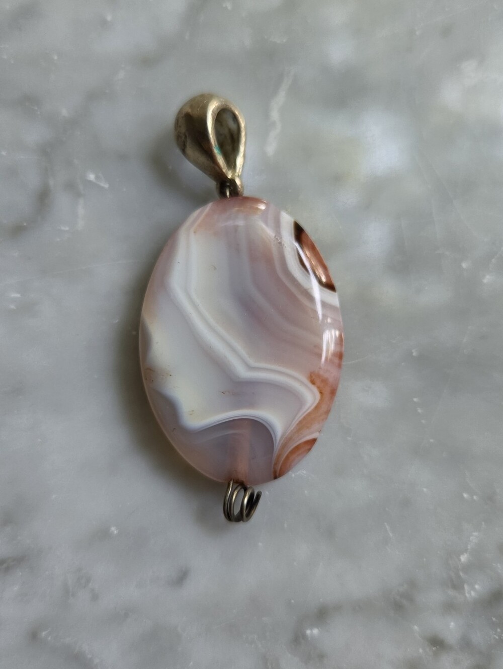 Brazilian Banded Wave Agate Pendant in Shades of Pink